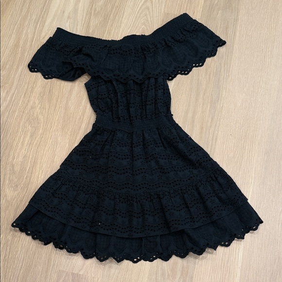 LoveShackFancy Black Off-Shoulder Dress - Picture 1 of 4
